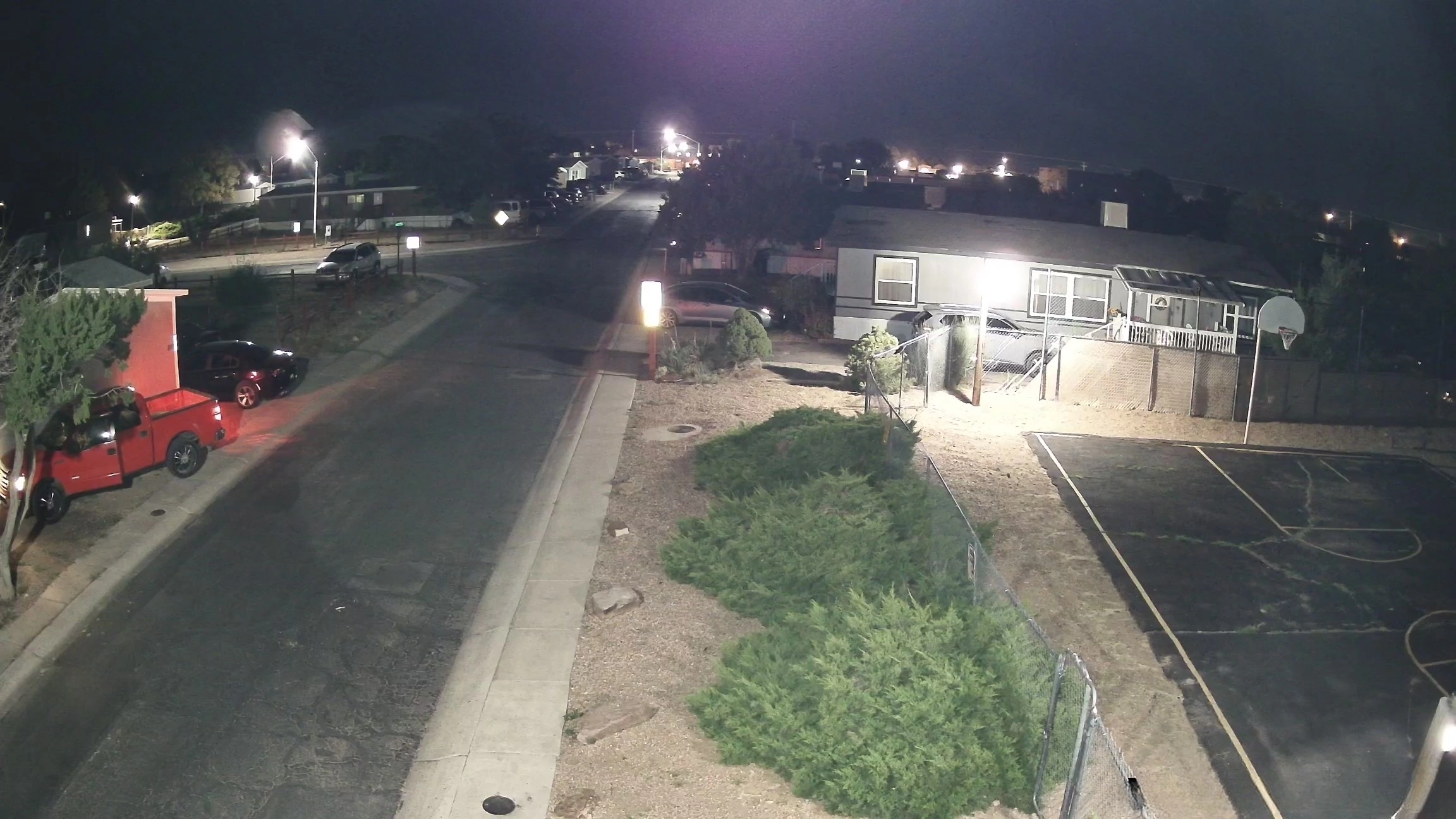 Wireless security camera with color night vision installed on a lightpole in Santa Fe, New Mexico